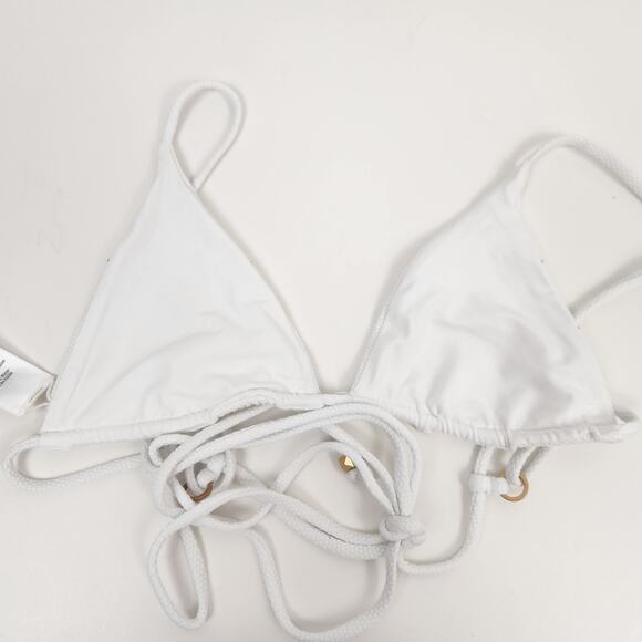 L*Space Kara Studded Bikini Top in White Size Small Triangle - Picture 4 of 5